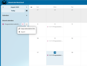 Auf die drei Punkte neben dem Kalendernamen clicken, dann auf "copy subscription link"